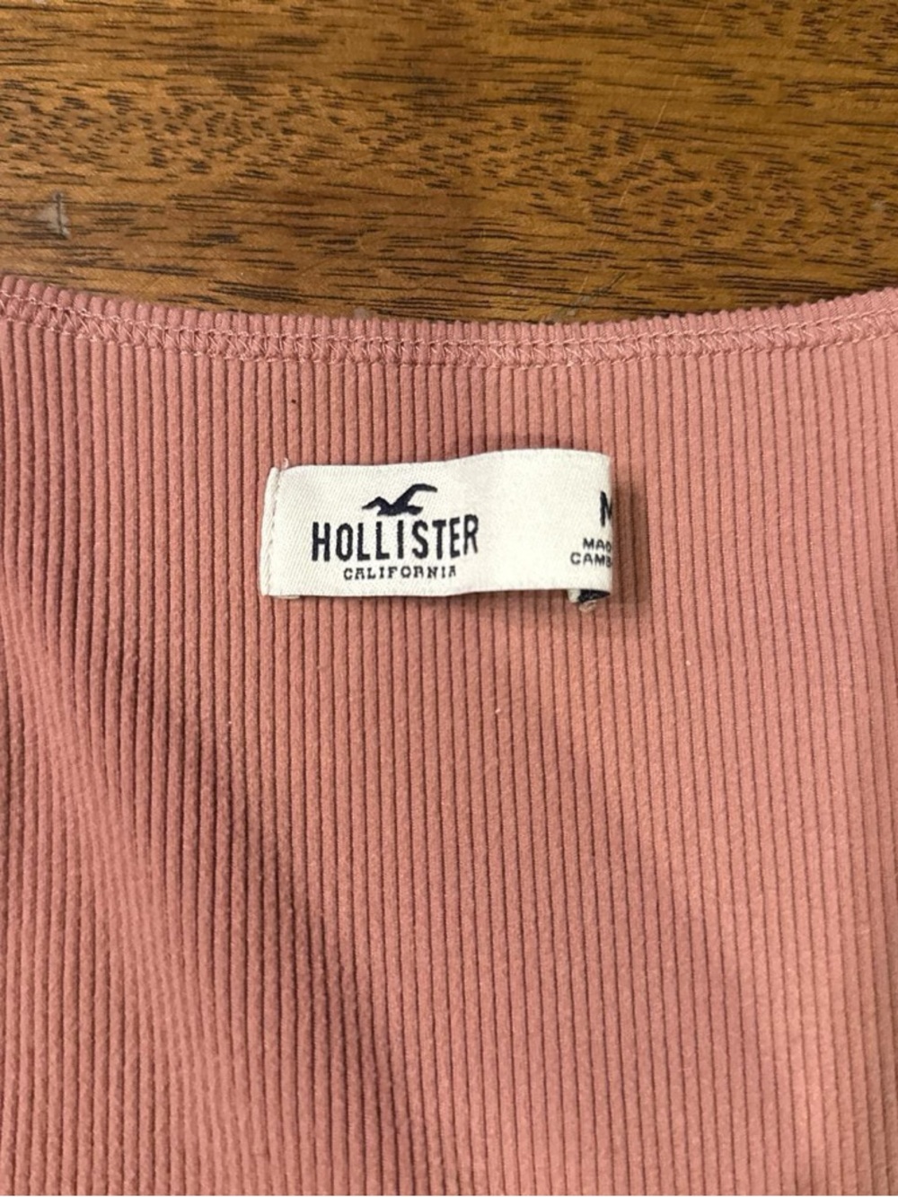 Hollister Ribbed Square-Neck Long Sleeve Top - Dusty Mauve - Picture 3 of 3